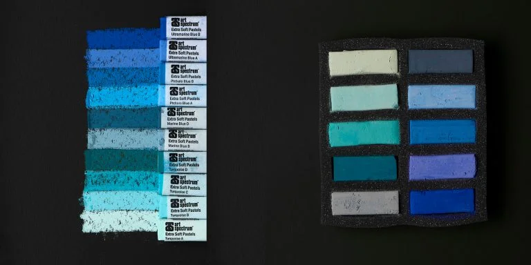 Handicraft supplies for making unique keychains​ Art Spectrum Extra Soft Square Pastel Set Of 10 Turquoise & Blues