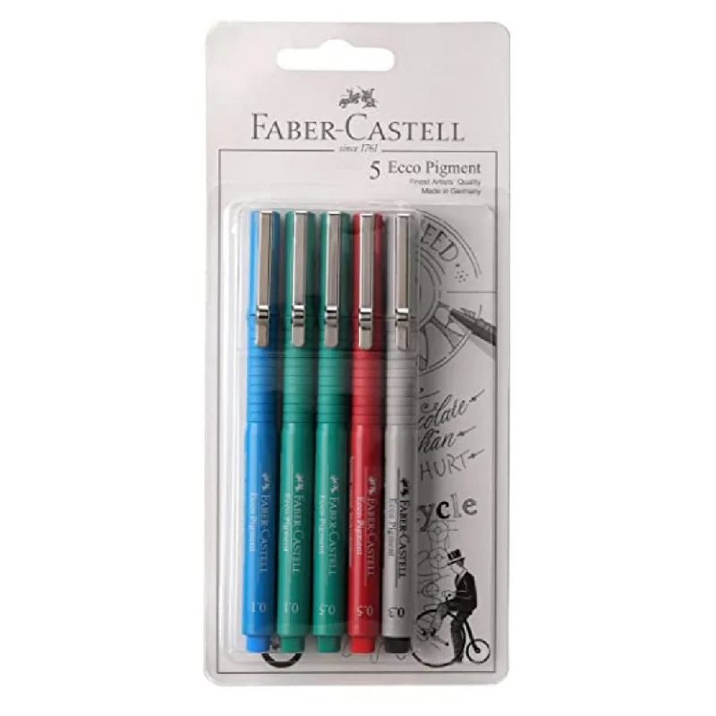 Printmaking supplies for creating handmade prints at home​ Faber-Castell Ecco Pigment Fibre Tip Pen (0.1/0.3/0.5/0.5/0.1)