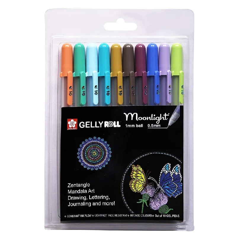 Art supplies for creating cultural - heritage - inspired art​ Sakura Gelly Roll Moonlight Assorted Colors Gel Pens 0.5mm-Pack Of 10