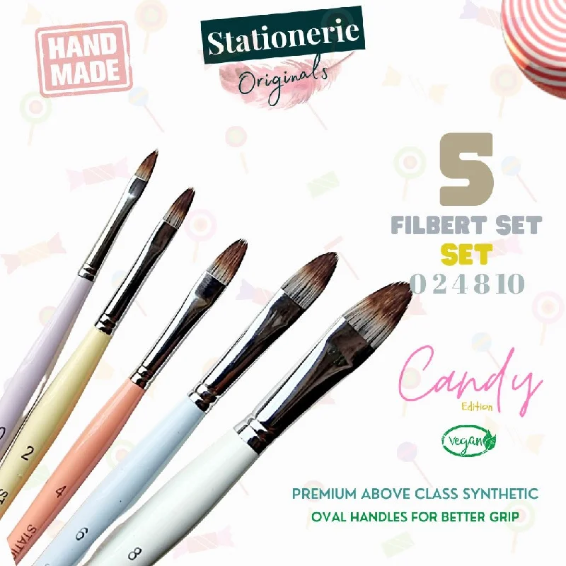 Drawing pencils with different lead hardness for detailed sketches​ Stationerie Candy Filbert Brush Set of 5