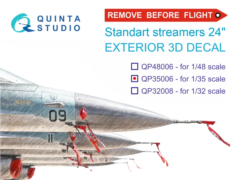 Airport model toys with planes and runways​ 1/35 Quinta "Remove Before Flight" standard external streamer 24", 20 Pcs QP35006