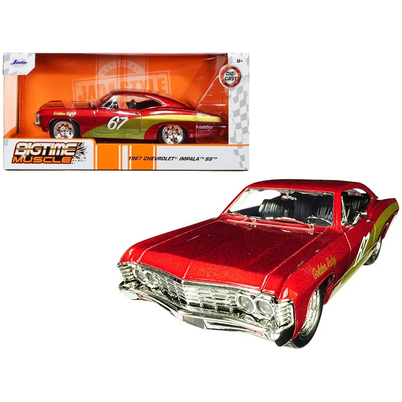 Tribal - hut model toys for anthropology enthusiasts 1967 Chevrolet Impala SS #67 "Golden Ruby" Red with Gold Stripes "Bigtime Muscle" 1/24 Diecast Model Car by Jada Tribal - hut model toys for anthropology enthusiasts 1967 Chevrolet Impala SS #67 "Golden Ruby" Red with Gold Stripes "Bigtime Muscle" 1/24 Diecast Model Car by Jada