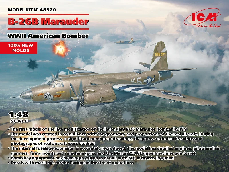 Castle - defense model toys for strategic play ICM 1/48 B-26B Marauder, Wwii American Bomber ICM48320 Castle - defense model toys for strategic play ICM 1/48 B-26B Marauder, Wwii American Bomber ICM48320