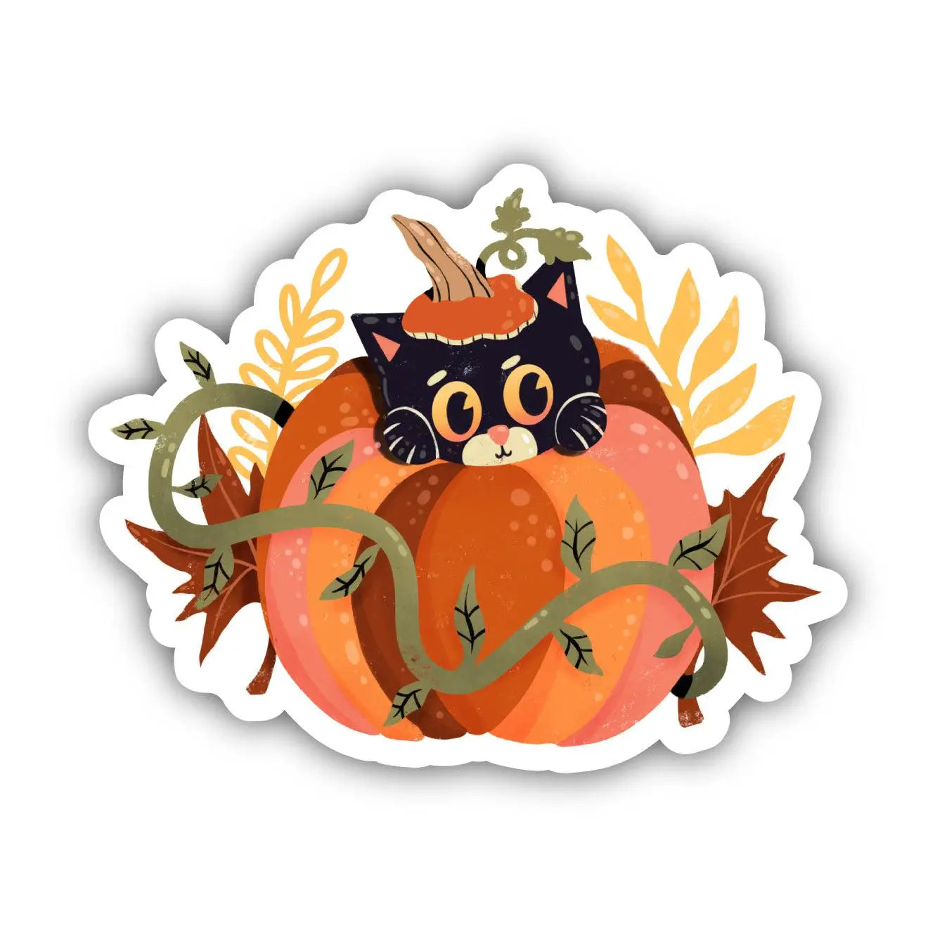 Dinosaur plush toys for prehistoric fans​ Black Cat in Pumpkin Sticker
