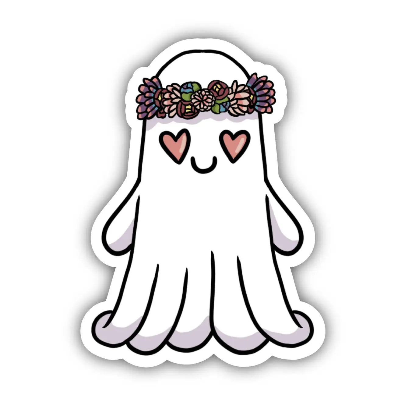 Halloween - inspired plush toys with spooky designs Cute Ghost with Floral Crown Halloween Sticker Halloween - inspired plush toys with spooky designs Cute Ghost with Floral Crown Halloween Sticker