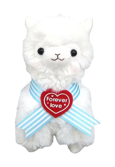 Plush toys for teachers with apple - or blackboard - shaped accents​ Llama Sweet Heart Alpaca 4.5" Plush Key Chain White
