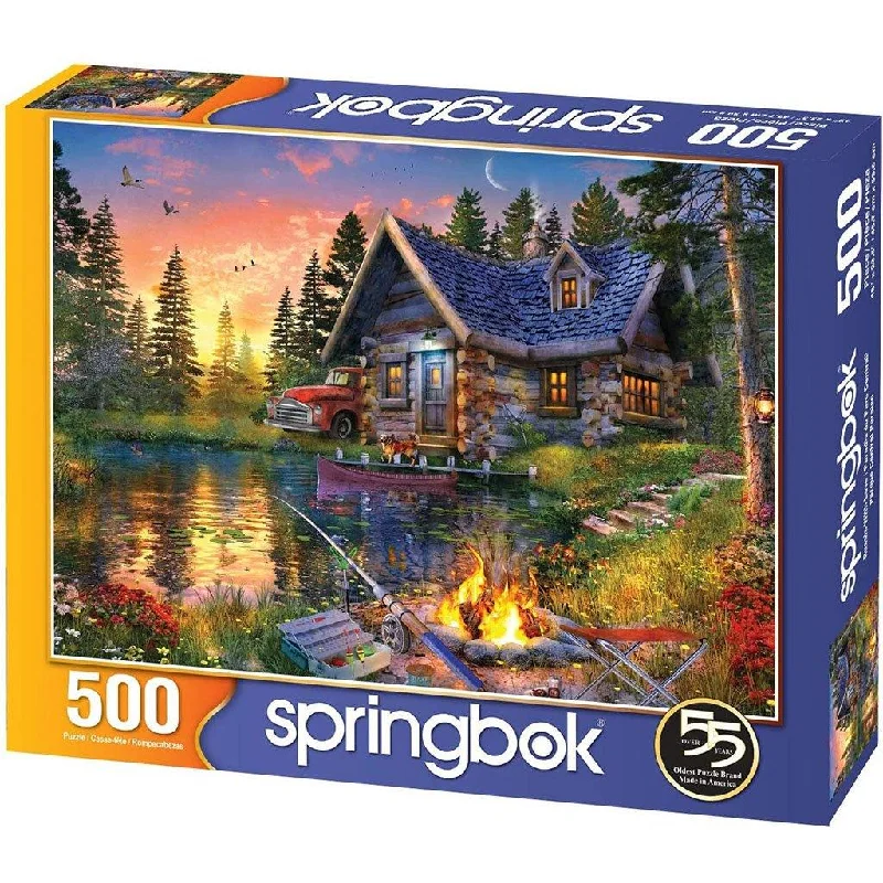 Miniature puzzles for keychain or pocket - sized fun​ Springbok : Sun Kissed Cabin 500 Piece Jigsaw Puzzle